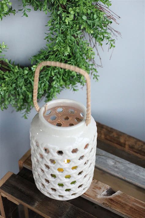 See more ideas about ceramic candle, ceramic candle holders, candle holders. Delicate Basket Weave Ceramic Candle Holder Lanterns with ...