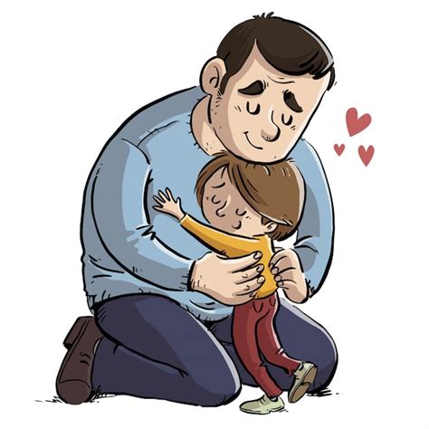 Father Giving A Hug To His Daughter Premium Vector