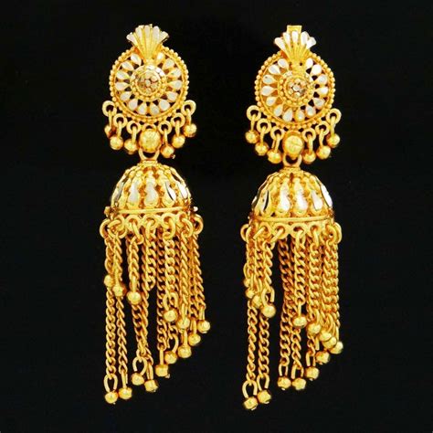 Jhumka Earrings Jewelry 18K Gold Plated Long Chandelier Bollywood