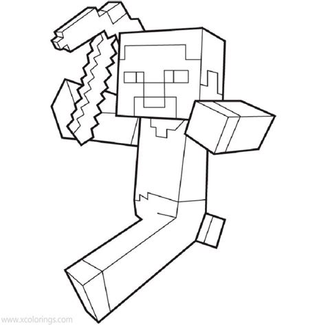 Minecraft Steve Coloring Pages With Ender Dragon And Wolf