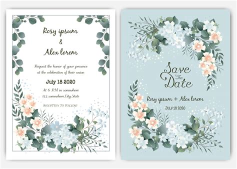 Greenery Wedding Invitation ,Template Eucalyptus Wedding Invitation