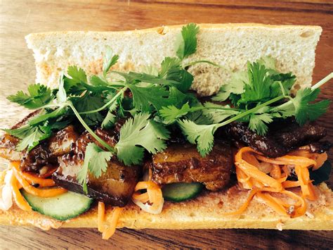 Get delivery to your doorstep via deliveroo within 32mins or takeaway from keu restaurants across london (soho, city, hoxton, shoreditch) Caramelized pork belly banh mi!