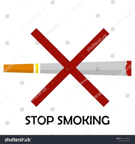 Illustration Smoking Bans Flat Style Cigarette Stock Vector Royalty