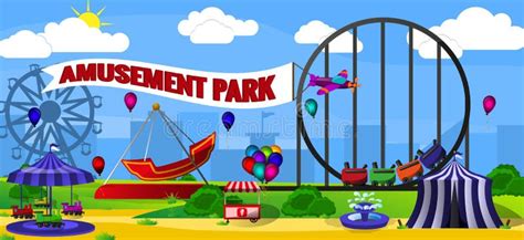 Amusement Park Landscape Stock Vector Illustration Of Outdoor 92721094