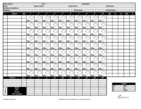 Download this form for free today in pdf format. 8+ Printable Baseball Scorecard Templates - Excel Templates