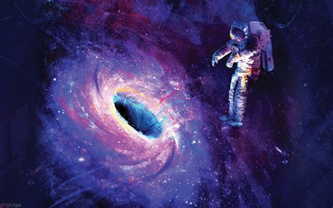 Artwork Space Astronaut Space Art Stars Black Holes Painting Paint Splatter Floating