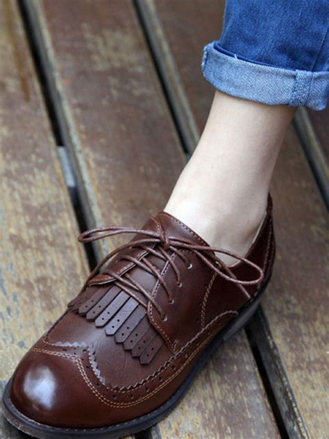 Womens Dark Brown Stylish Oxfords Casual Lace Up Round Toe Low Puppy