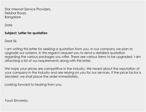 business quotation letter   write samples examples