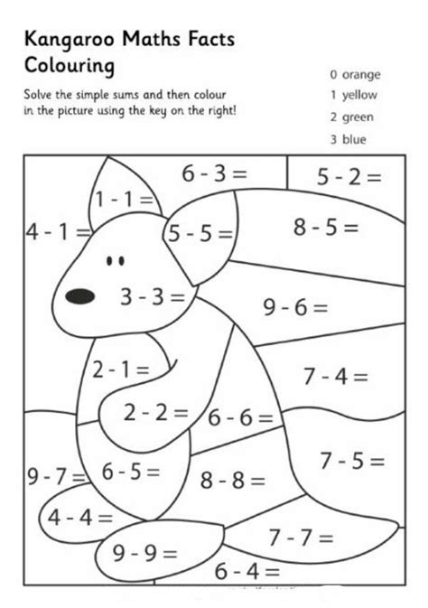 Beautiful kangaroos coloring page to print and color. kangaroo math facts | Math coloring, Math facts, Math for kids