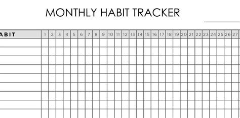 Monthly Habit Tracker Template