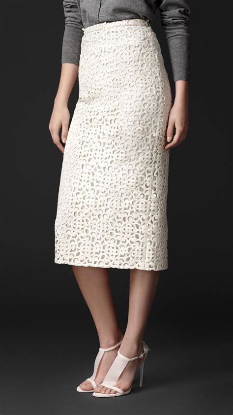 Lyst Burberry Macramé Lace Pencil Skirt In White