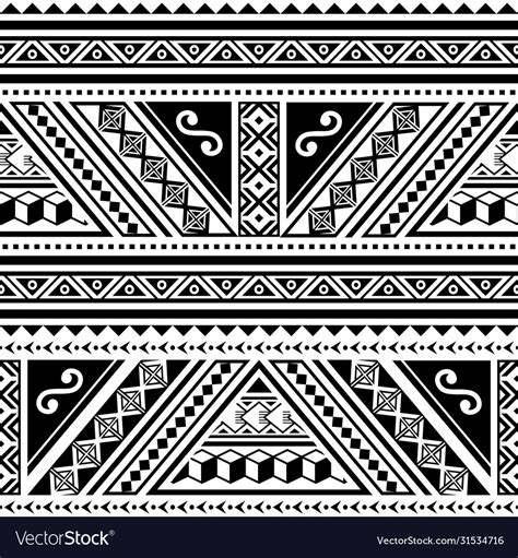 Polynesian Tribal Geometric Seamless Pattern Vector Image