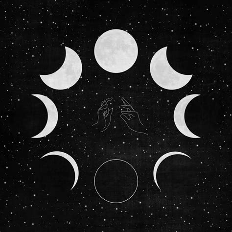 Black And White Moon Phases Art Print Witchy Moon Art Print Astrology Illustration Etsy Moon