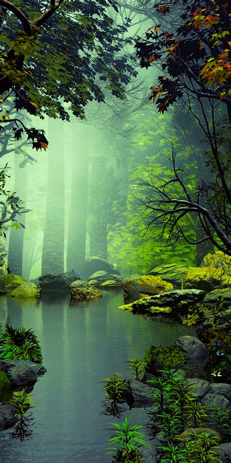 Trees Forest Artwork Nature 1080x2160 Wallpaper Nature