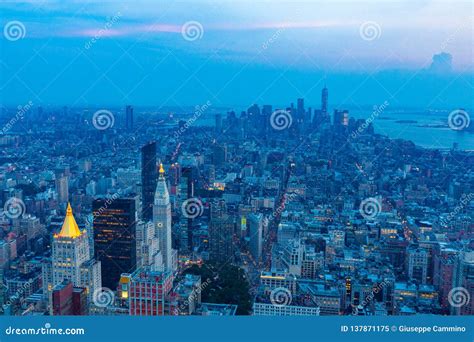 A View Of Manhattan During The Sunset New York Stock Image Image Of
