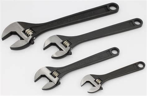 Craftsman 4 Pc Black Oxide Adjustable Wrench Set Tools Wrenches