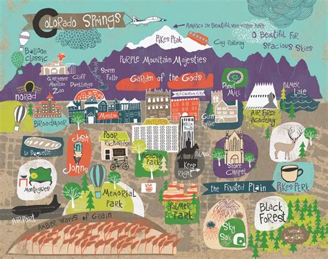 Map Of Colorado Springs Art Print 11 X 14 By