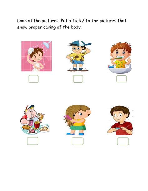 Caring For The Body Interactive Worksheet Human Body Worksheets Body Preschool