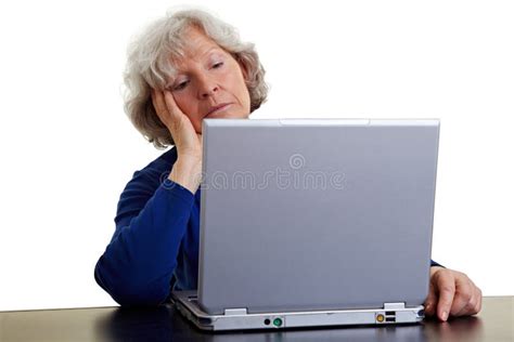 Senior Woman Looking Bored At Stock Image Image Of Head Error 18859837