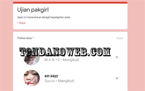 Demikian yang bisa berikan kep[ada sobat dan atas perhatiannya admin ucapkan terima kasih. Tes Akhlakmu Google Form / Daftar Link Ujian Tes Tingkat ...