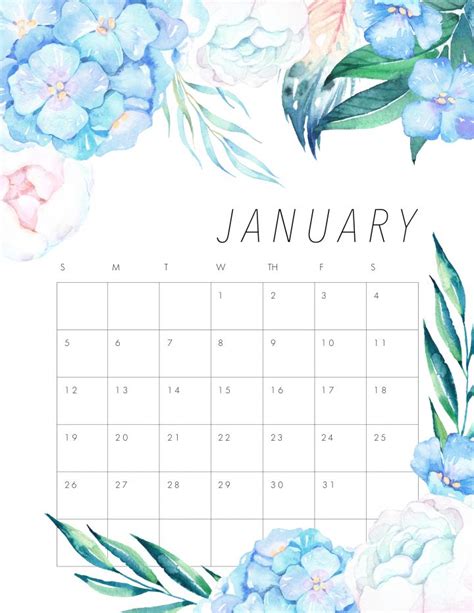 Here are the 2021 printable calendars Free Printable 2020 Floral Calendar - The Cottage Market