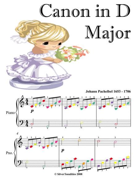 canon   major easy piano sheet   colored notes  johann pachelbel