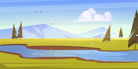 Cartoon Scenery Landscape With Lush Green Fields 19653681 Vector Art At