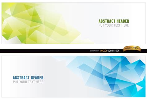 Download Abstract blue green polygonal headers - Vector download