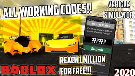 Roblox Vehicle Simulator All Working Codes Youtube