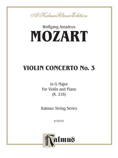Mozart Violin Concerto No 3 In G Major K 216 Violin Book Wolfgang Amadeus Mozart Digital