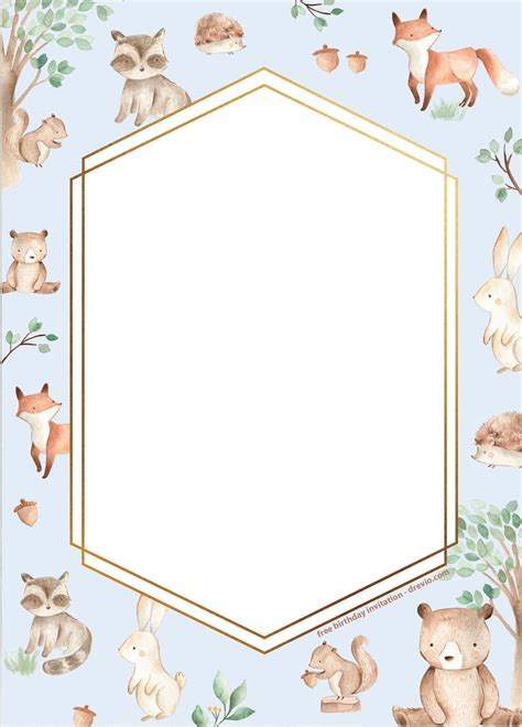 You can easily design an invitation card for wedding party, birthday party, baby shower, aniversary party or graduation with invitation templates here. FREE Woodland Birthday Invitation Template - FREE PRINTABLE Birthday Invitation Templates