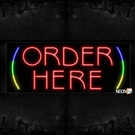 Order Here With Vertical Curve Line Neon Sign