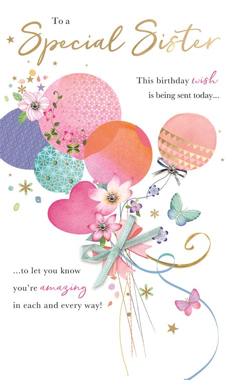 To A Special Sister Embellished Birthday Greeting Card Cards