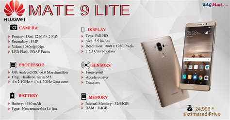 The huawei mate 9 offers a metal unibody design. Huawei Mate 9 Lite Price India, Specs and Reviews | SAGMart