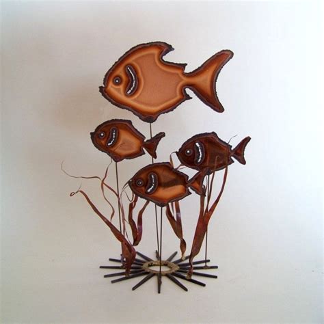 Mid Century Modern Metal Fish Sculpture Fish Sculpture Metal Fish