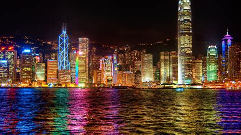 4543819 Colorful Water Hong Kong Lights Skyscraper City