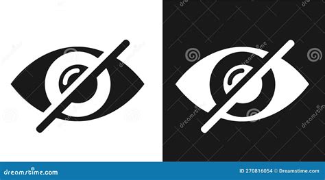 Sensitive Content Icon Vector In Line Style Crossed Out Eye Sign