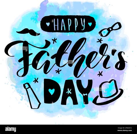 Happy Fathers Day Lettering Calligraphy Card Vector Greeting