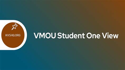 Vmou Student One View 2023 Check Online Admission Status