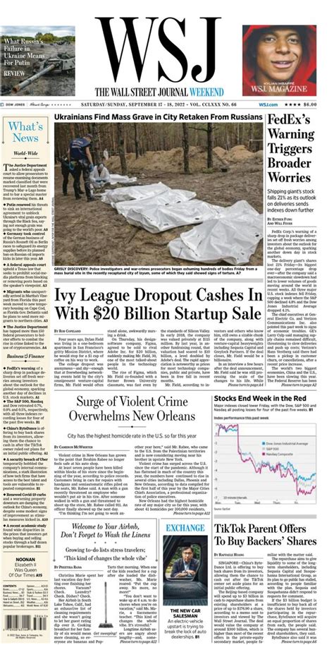 The Wall Street Journal On Twitter Take A Look At The Front Page Of