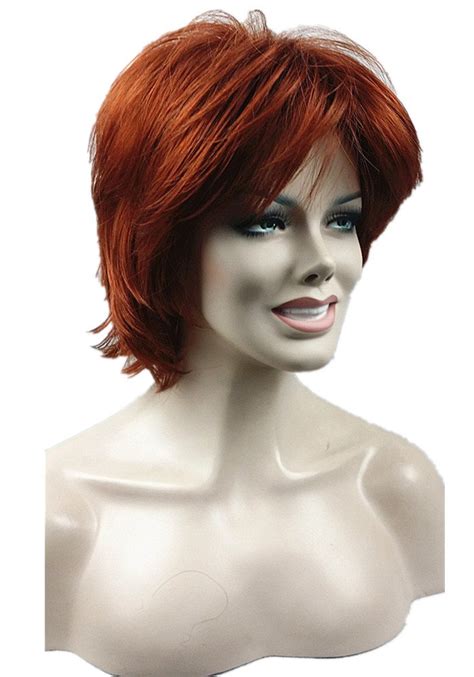 Strong Choppy Layers Flip Wig With Bangs Women Short Wigs 130 Copper Red
