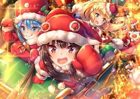 Megumin Aqua And Darkness Wishing You A Merry Christmas Konosuba