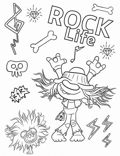 Trolls Coloring Tour Pages Rock Printable Hard