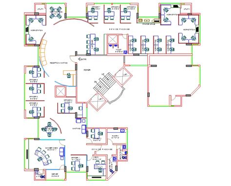 Office Floor Plan Layout Autocad File Cadbull