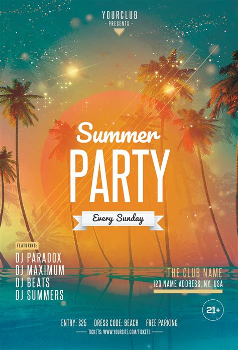 Beach Party Free Psd Flyer Template Pixelsdesign Free Psd Flyer