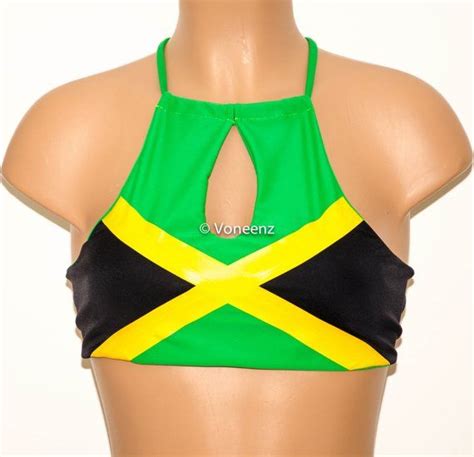 padded jamaican flag keyhole high neck halter bikini top etsy halter bikini top bikini tops