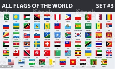 All Flags Of The World In Alphabetical Order Glossy Style Set 3 Of 3