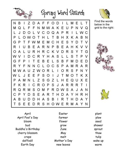 7 Printable Spring Word Searches Kittybabylove Printable Crossword