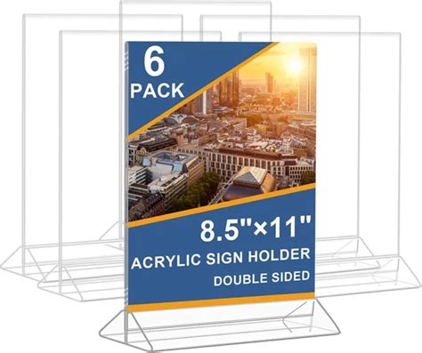 6pack Acrylic Sign Holder 85x11 Vertical Double Sided Flyer Display