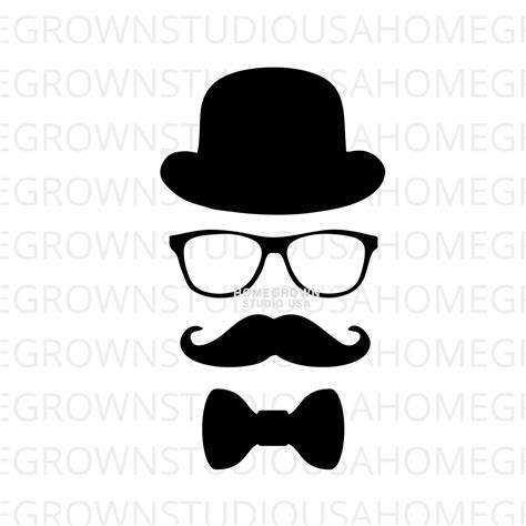 Mustache Glasses Hat Svg Bow Tie Glasses Mustache Clip Art Etsy